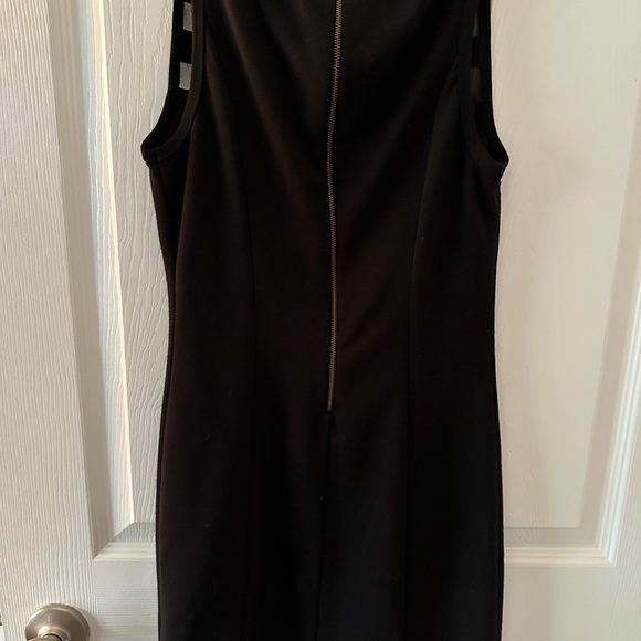 Black mini dress with mesh sheer striping junior sizing - Picture 6 of 8